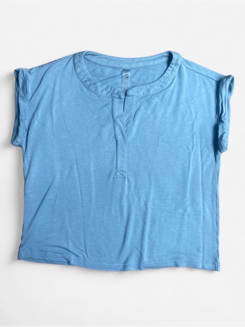 Lou & Grey Soft Blue Relaxed Fit Rolled Sleeve Split-neck Casual Summer Top Sz M